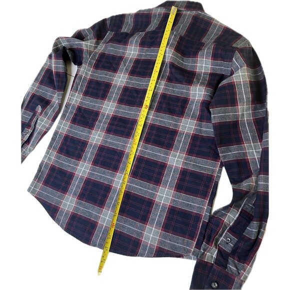 UnTucklt Men’s Long Sleeve Button Plaid Flannel Shirt Slim Fit Red Blue XS - Picture 6 of 9